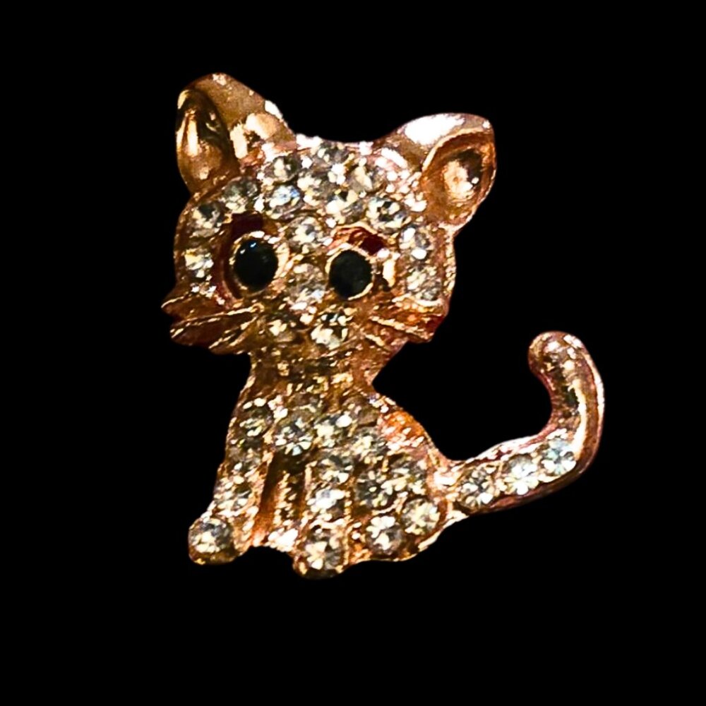 18mm Rhinestone Cat Snap Charm